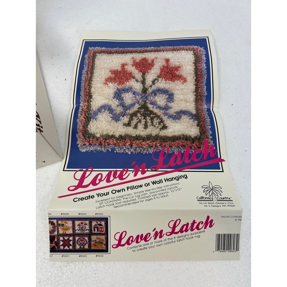 Vintage Love'n Latch Hook Rug Kit California Country Floral Tulips 12x12 #9600 - Picture 4 of 11